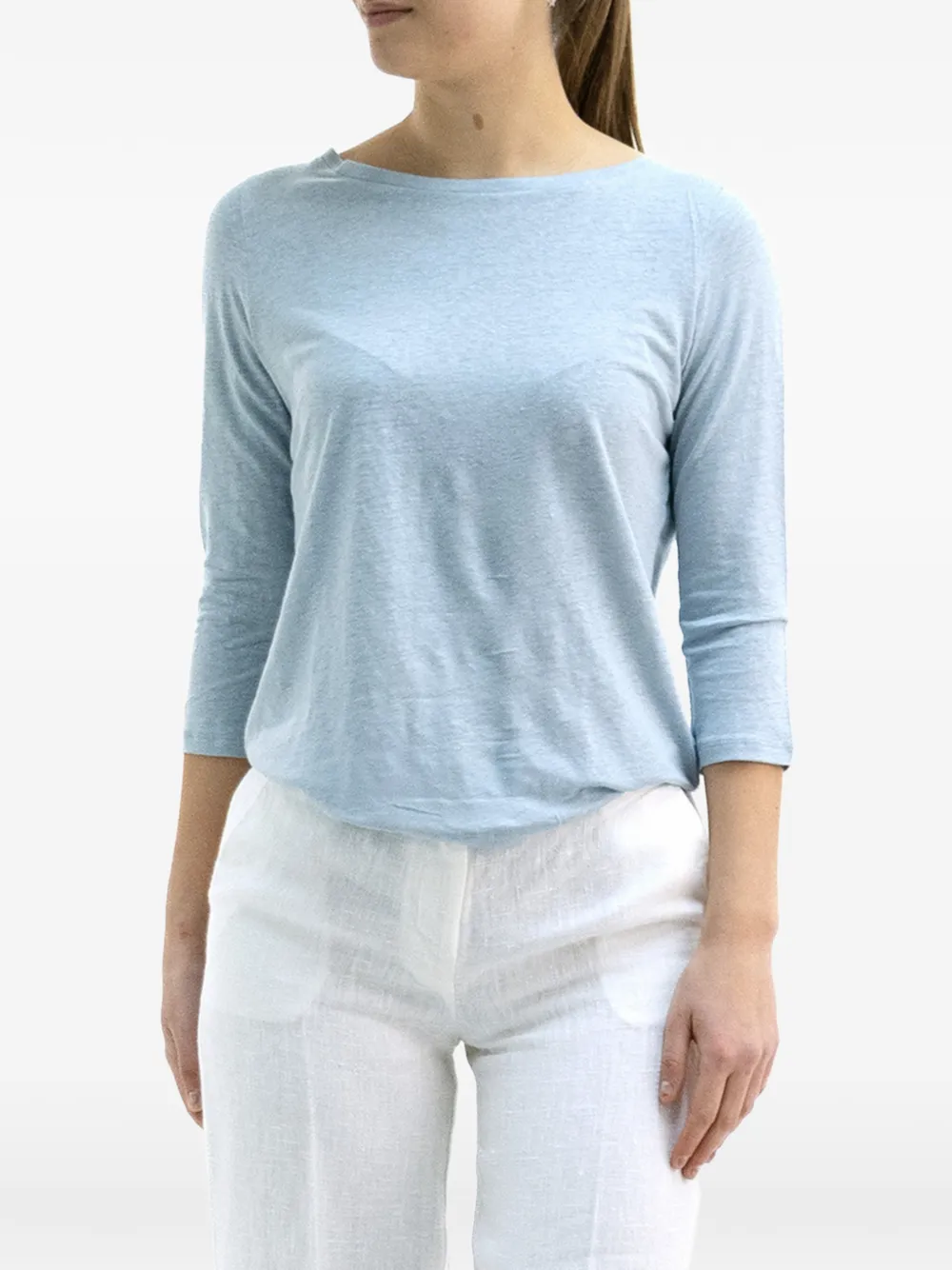 Majestic Filatures Top met boothals Blauw