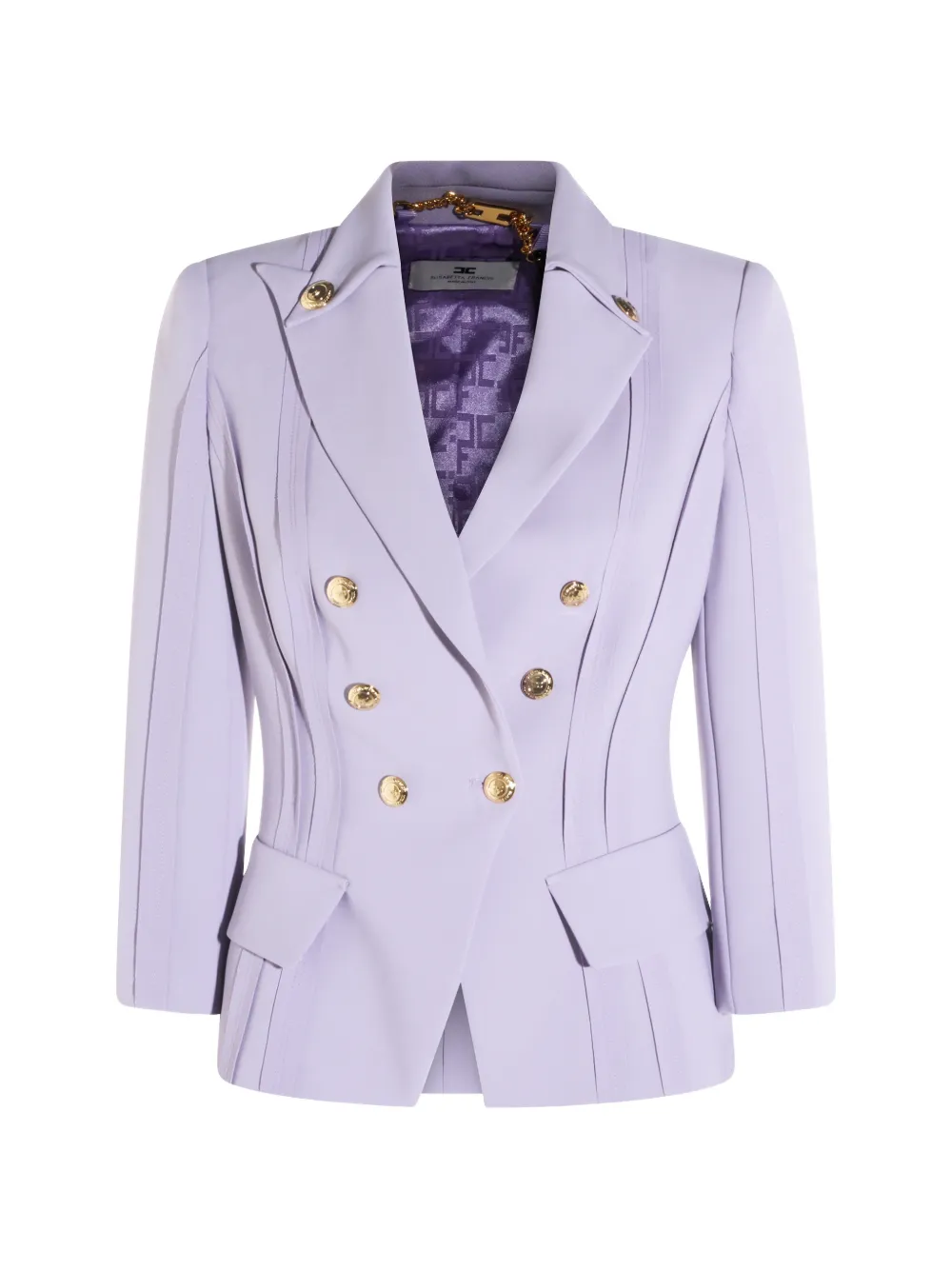 Elisabetta Franchi pleated double-breasted jacket - Viola