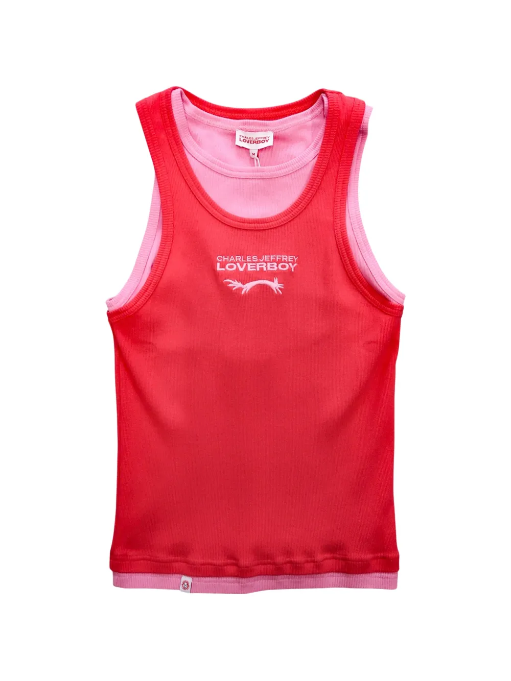 Charles Jeffrey Loverboy logo-embroidered layered-effect vest - Rosso