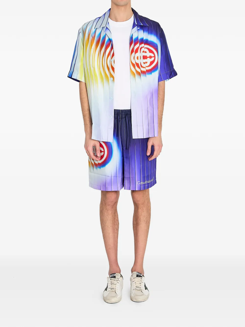 Casablanca 쇼크웨이브 반소매 실크 셔츠 | Image 2