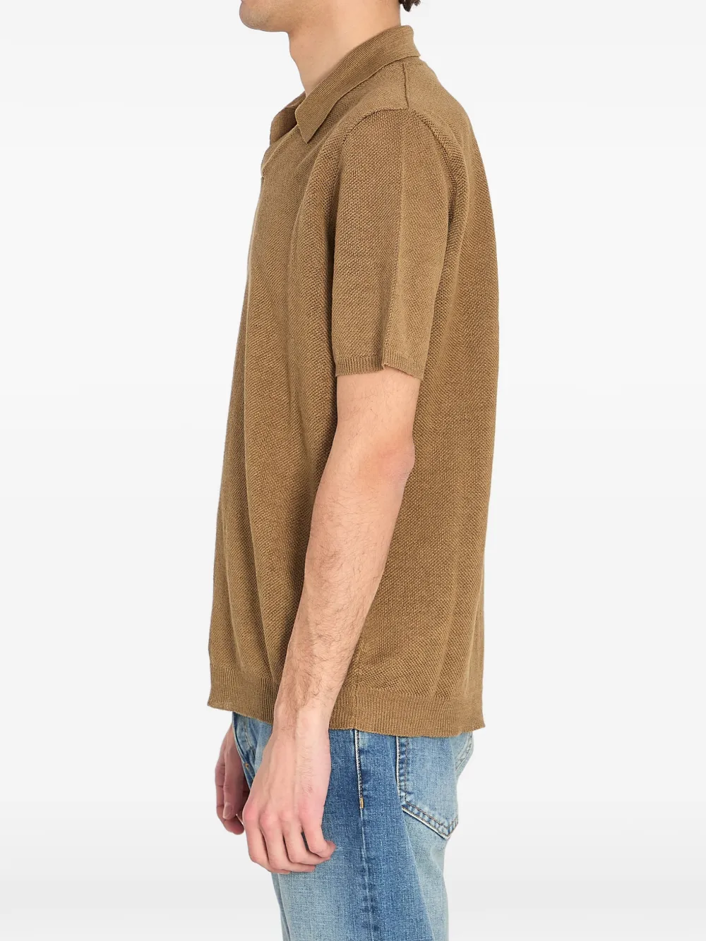 Ribbed Short-Sleeve Polo Shirt