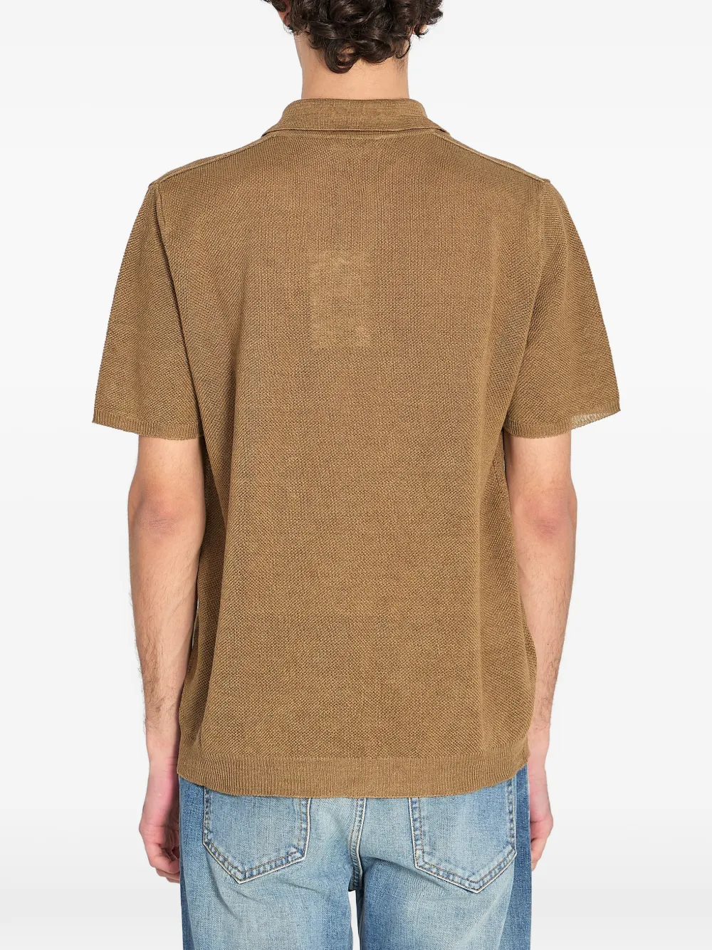 Ribbed Short-Sleeve Polo Shirt