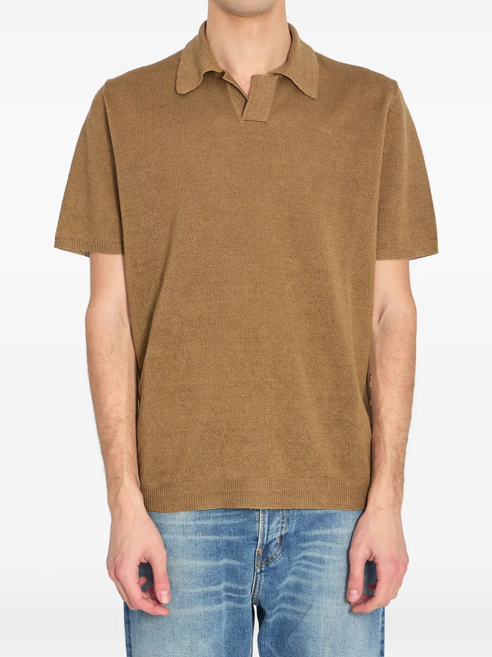 Roberto Collina ribbed short-sleeve polo shirt | Green | Image 1