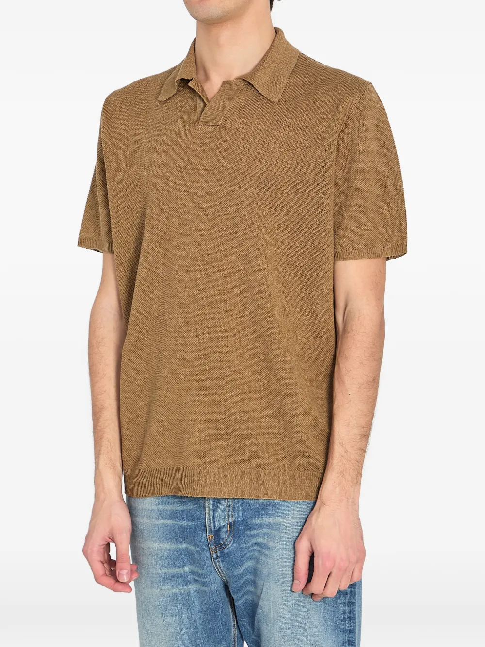Ribbed Short-Sleeve Polo Shirt