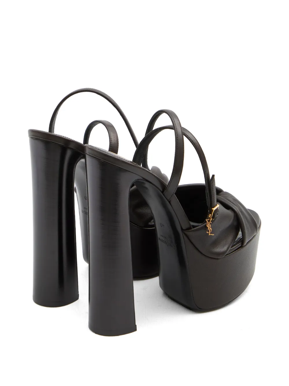 Saint Laurent Franciane sandalen met gekruiste bandjes en plateauzool Bruin