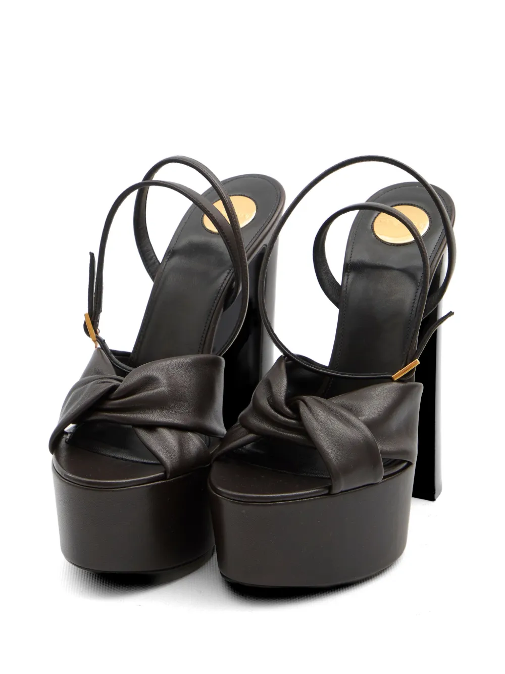 Saint Laurent Franciane sandalen met gekruiste bandjes en plateauzool Bruin