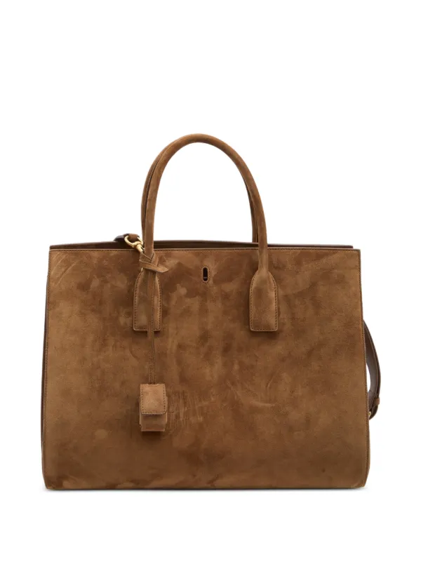 Saint Laurent Sac De Jour Large Suede Bag in Brown