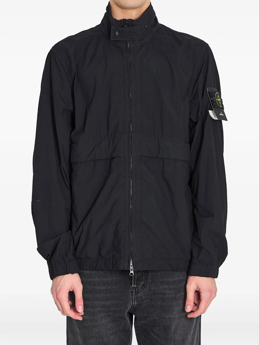 Stone Island zip-up logo-patch jacket - Nero