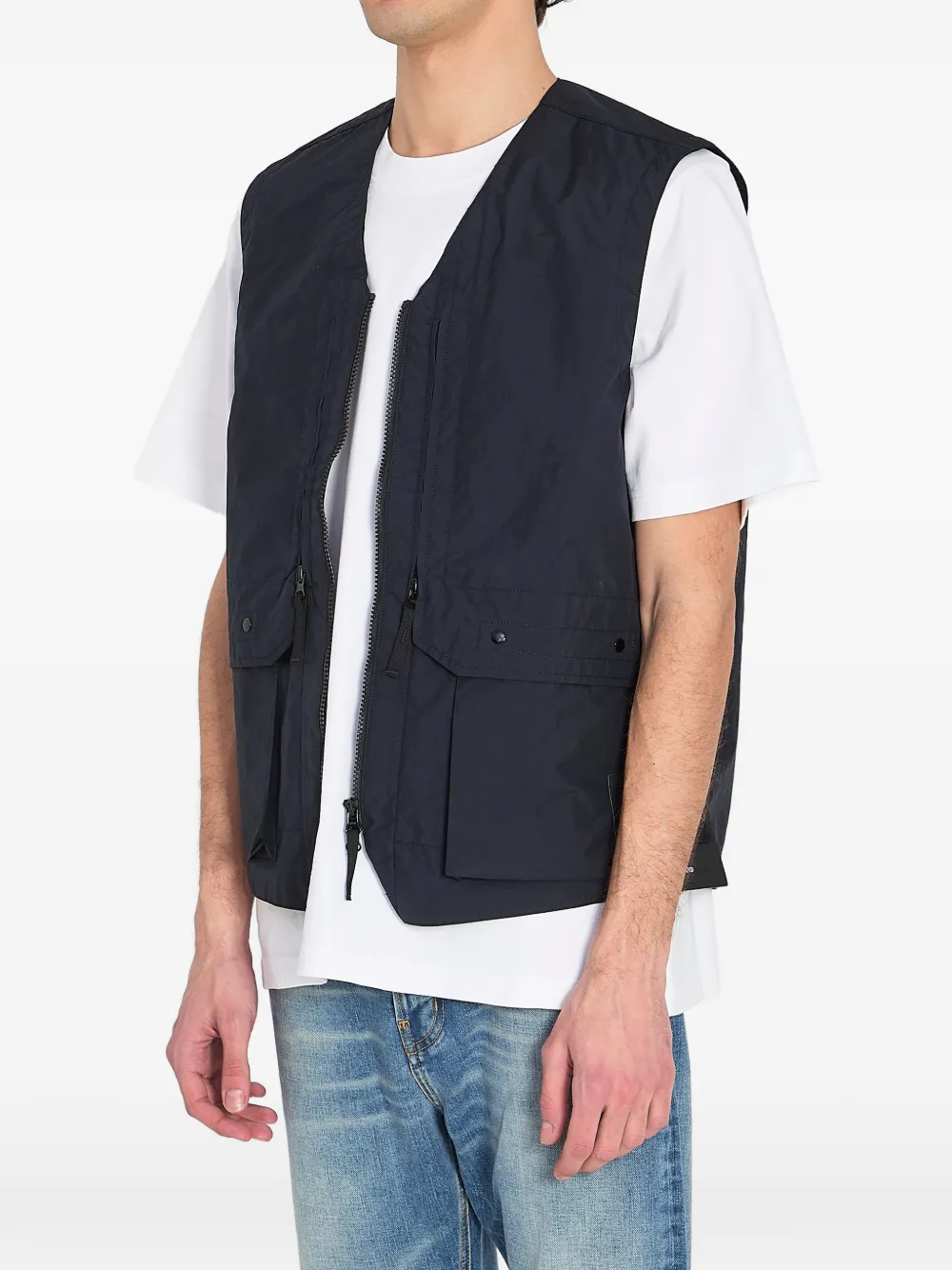 Stone Island G100005 metalen lamina poly ripstop spencer Blauw