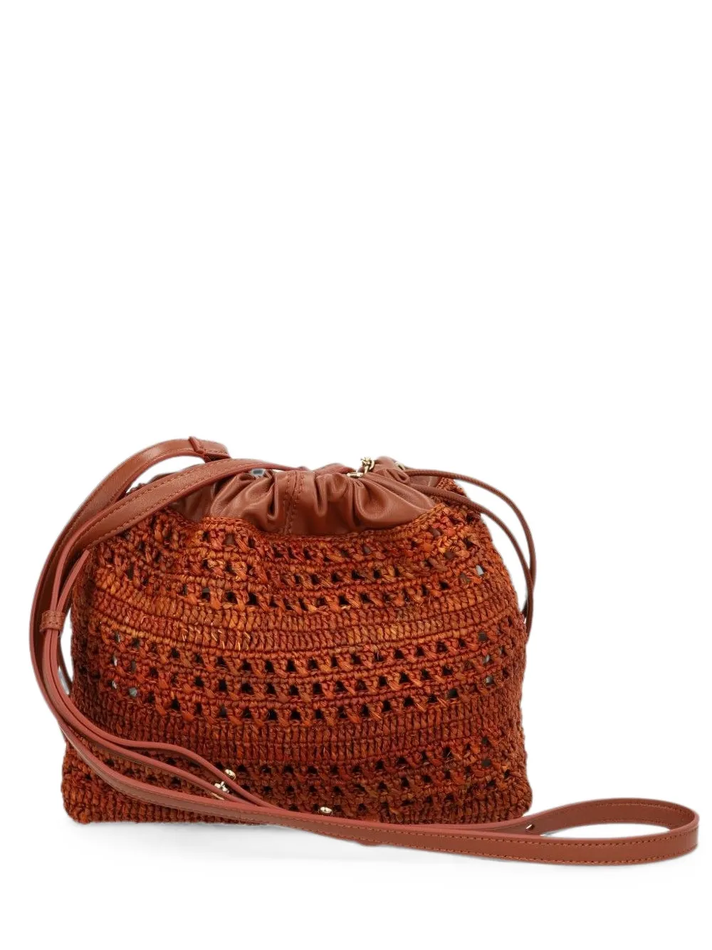 Chloé mini Summer Banana drawstring shoulder bag in raffia | Brown | Image 1