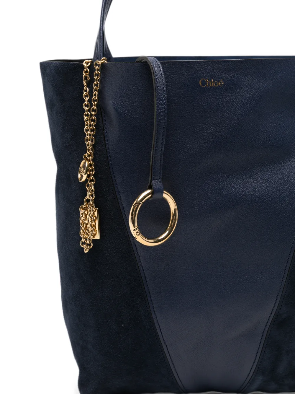 Chloé Medium Spin Panelled Tote Bag In Blue