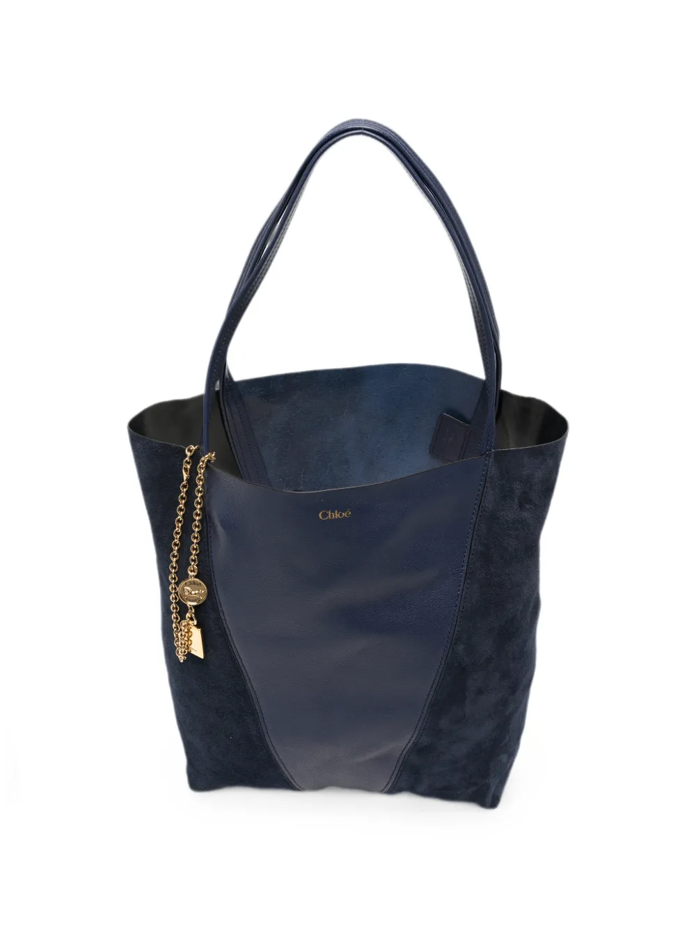 Chloé Medium Spin Panelled Tote Bag In Blue