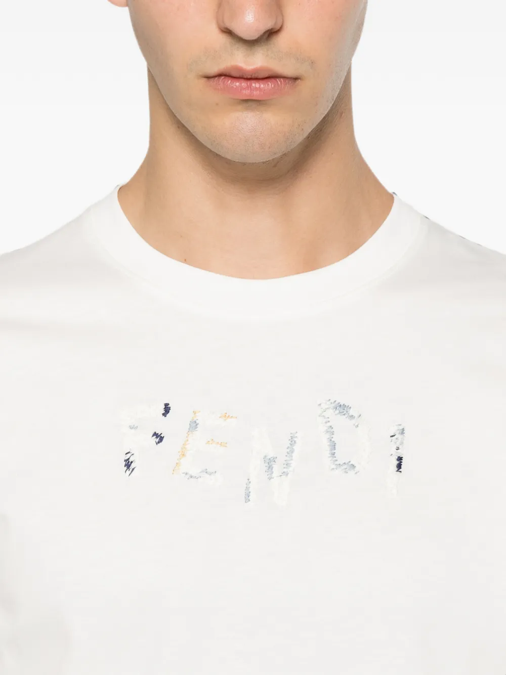 FENDI T-shirt met geborduurd logo Wit