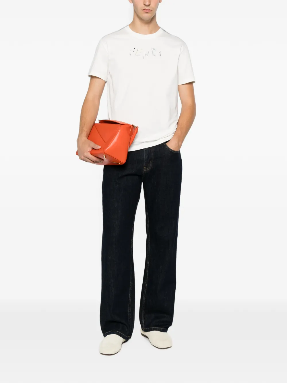 FENDI T-shirt met geborduurd logo Wit
