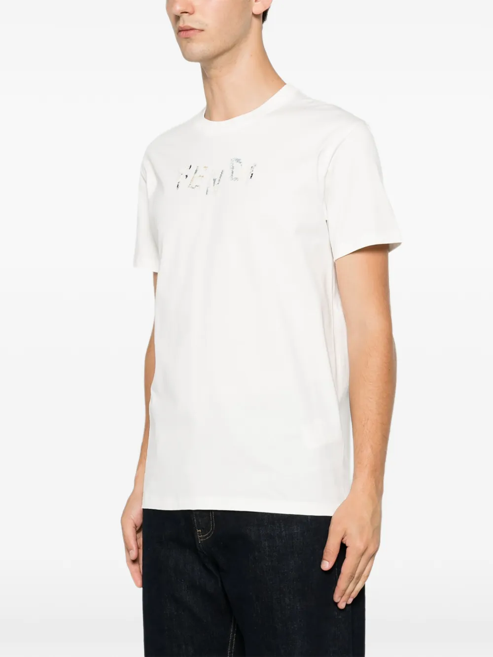 FENDI T-shirt met geborduurd logo Wit