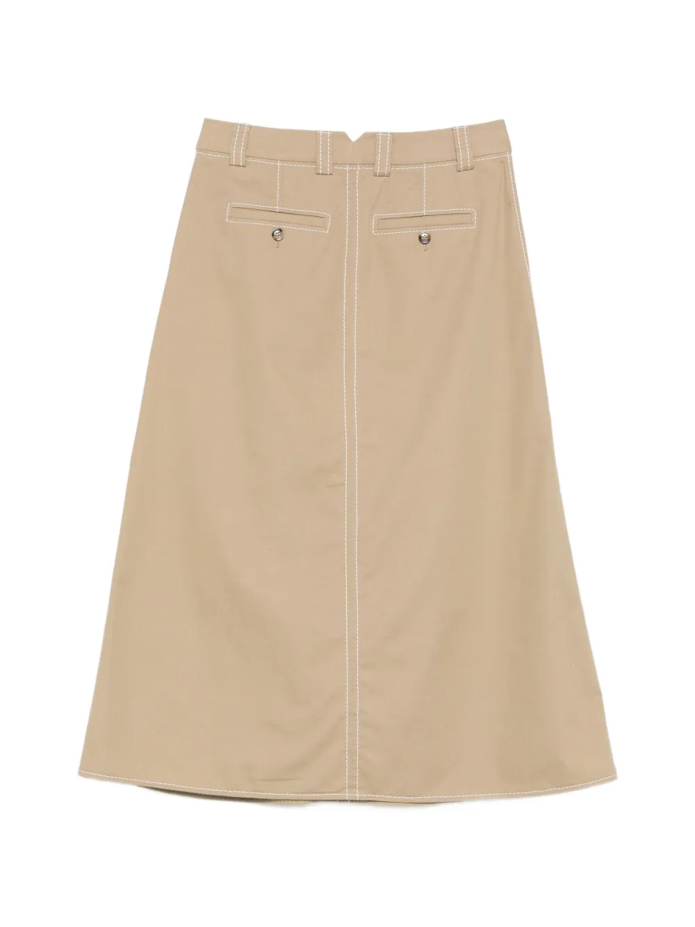 AMI Paris Midi-rok met A-lijn en stiksels Beige