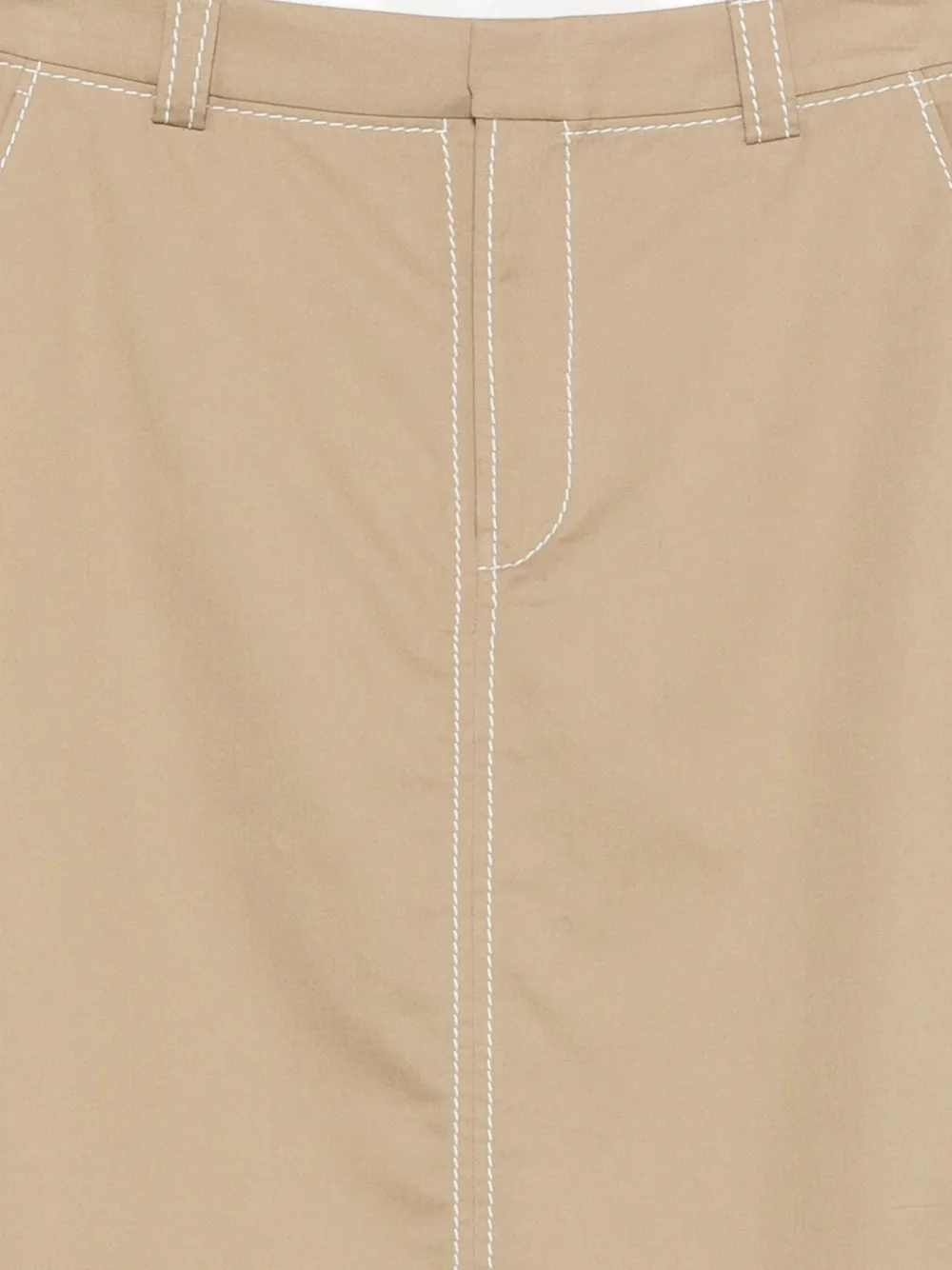 AMI Paris Midi-rok met A-lijn en stiksels Beige