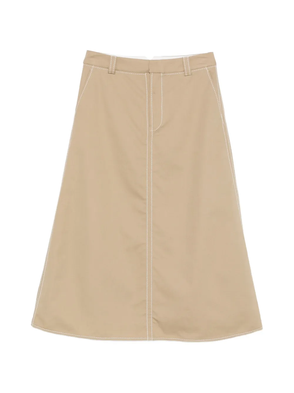 AMI Paris A-line stitch midi skirt - Nude