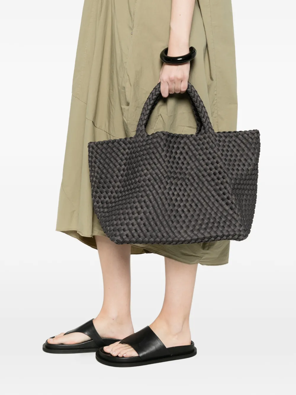  Marrea Medium Slate Whisper Woven Handle Tote Bag - Grey 