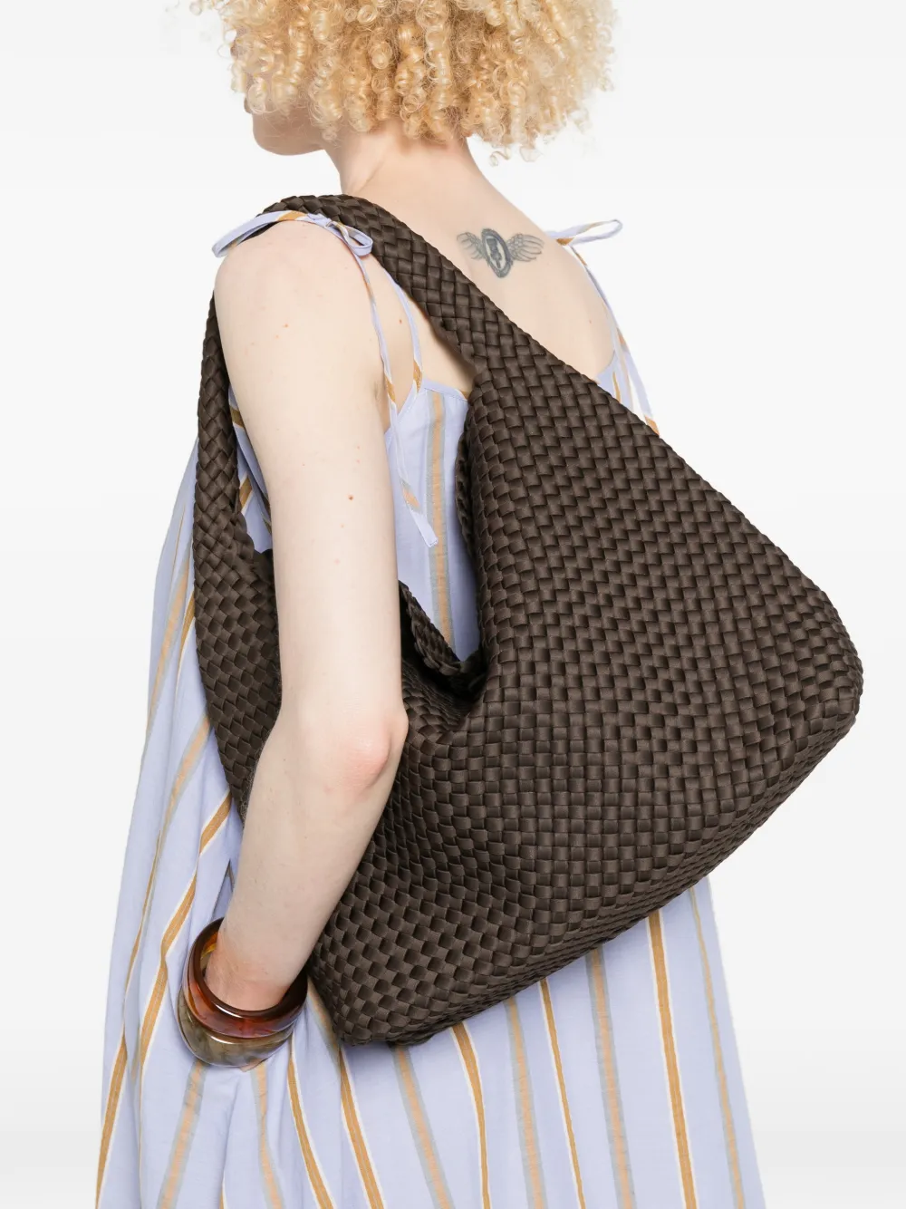  Marrea Large Braided Shoulder Bag - Brown 