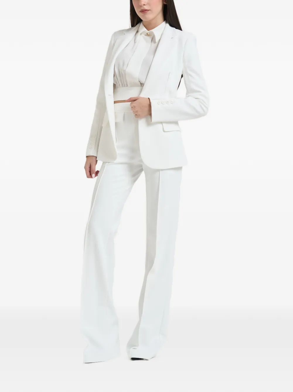  Elisabetta Franchi Notched Lapels Buttoned Blazer - White 