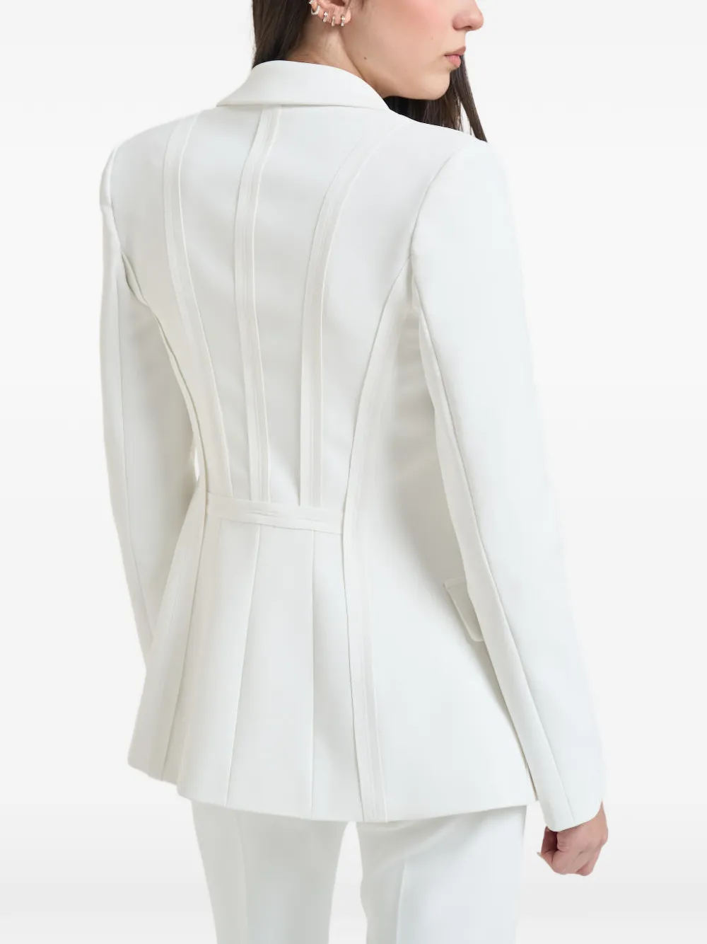  Elisabetta Franchi Notched Lapels Buttoned Blazer - White 