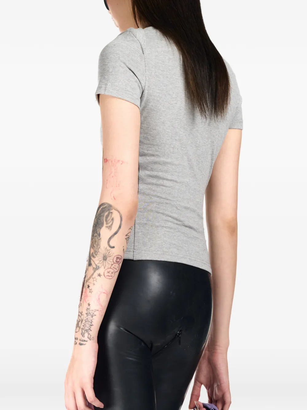 Ottolinger T-shirt met uitgesneden details en korte mouwen Grijs