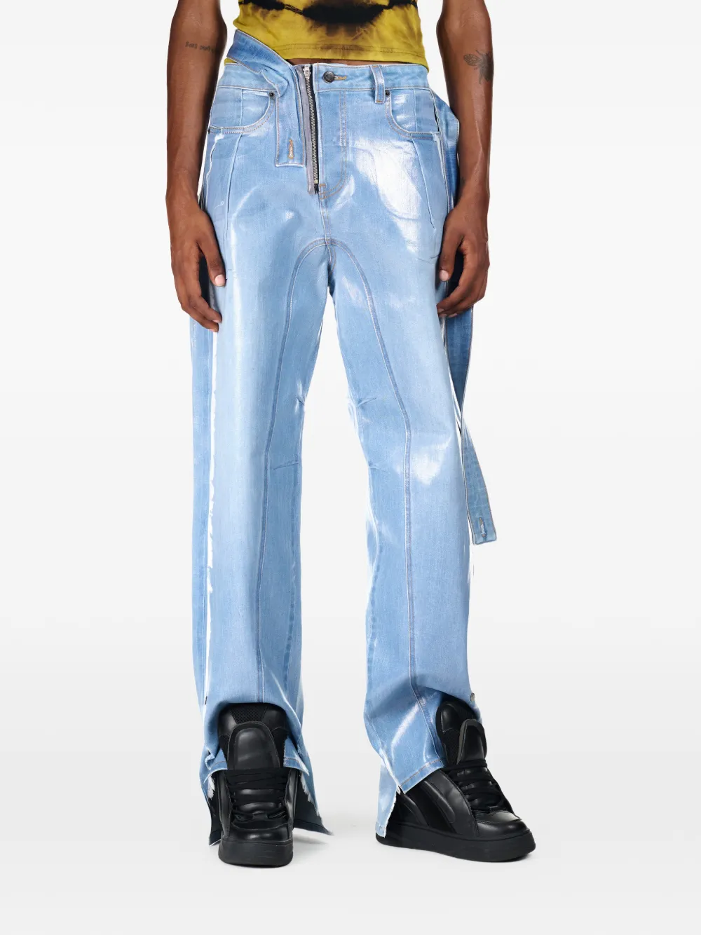 Ottolinger Gerafelde jeans met metallic-effect Blauw