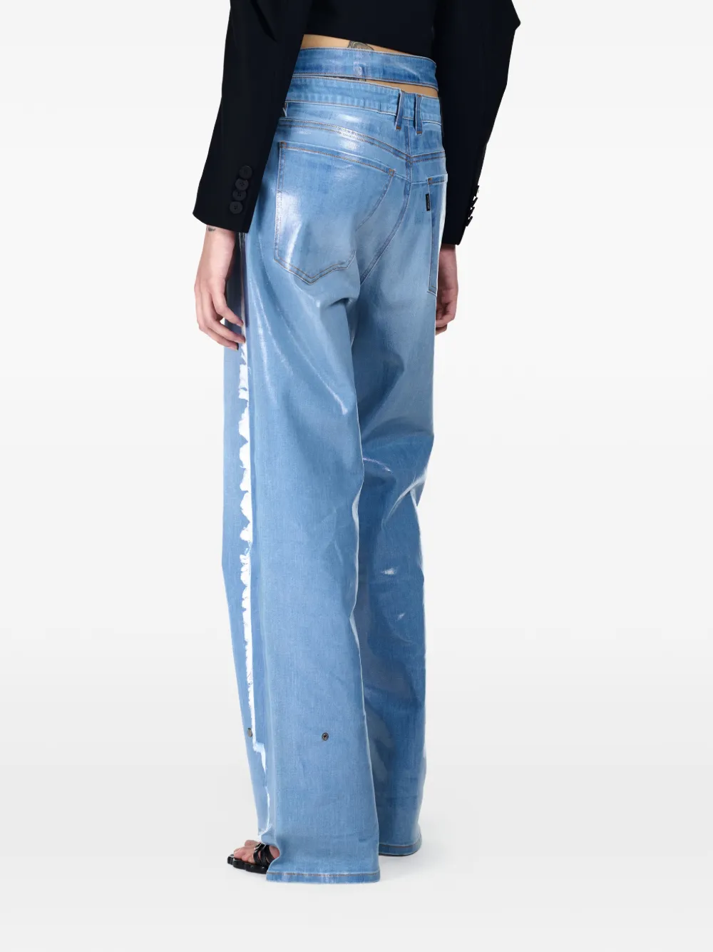 Ottolinger Gerafelde jeans met metallic-effect Blauw