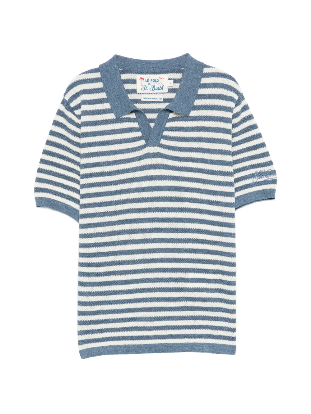 MC2 Saint Barth Kids Sloan JR striped V-neck polo shirt - Blu