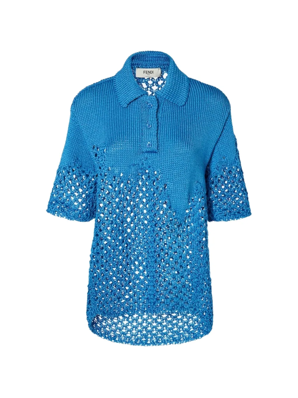 FENDI knitted polo top - Blau