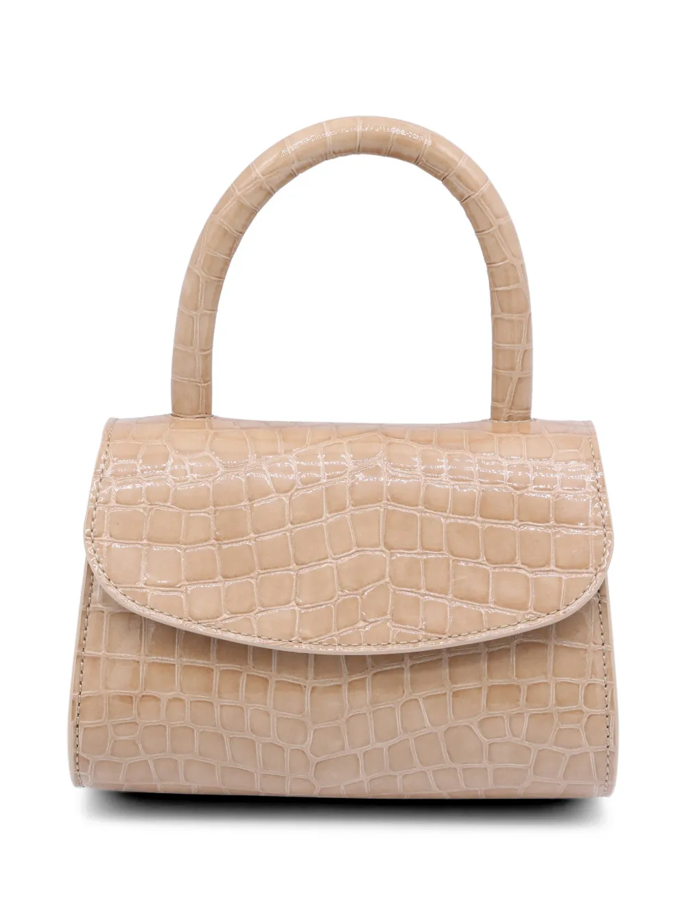 BY FAR Mini 2.0 shopper met krokodillen-reliëf Beige