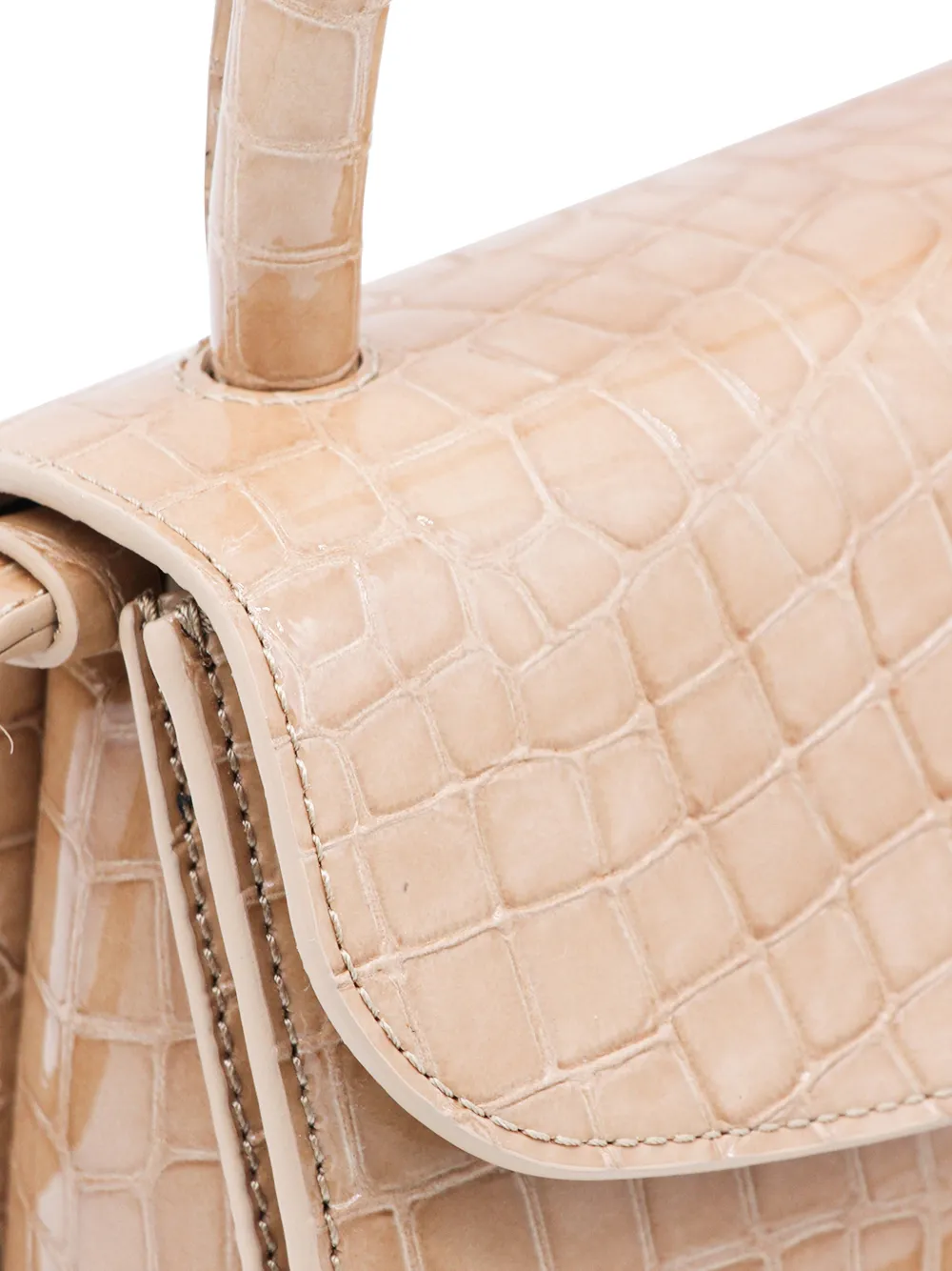 BY FAR Mini 2.0 shopper met krokodillen-reliëf Beige