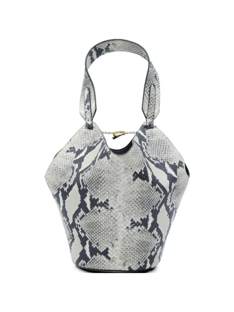 KHAITE Bolsa tote Lotus mini efeito pele de cobra