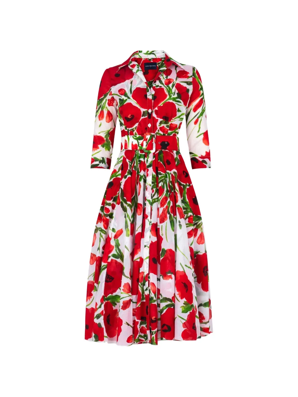 Samantha Sung Aster floral-print belted dress - Rosso