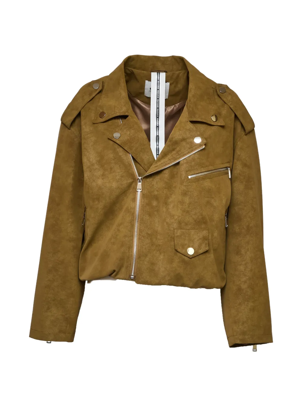 Sword zip-up biker jacket - Marrone