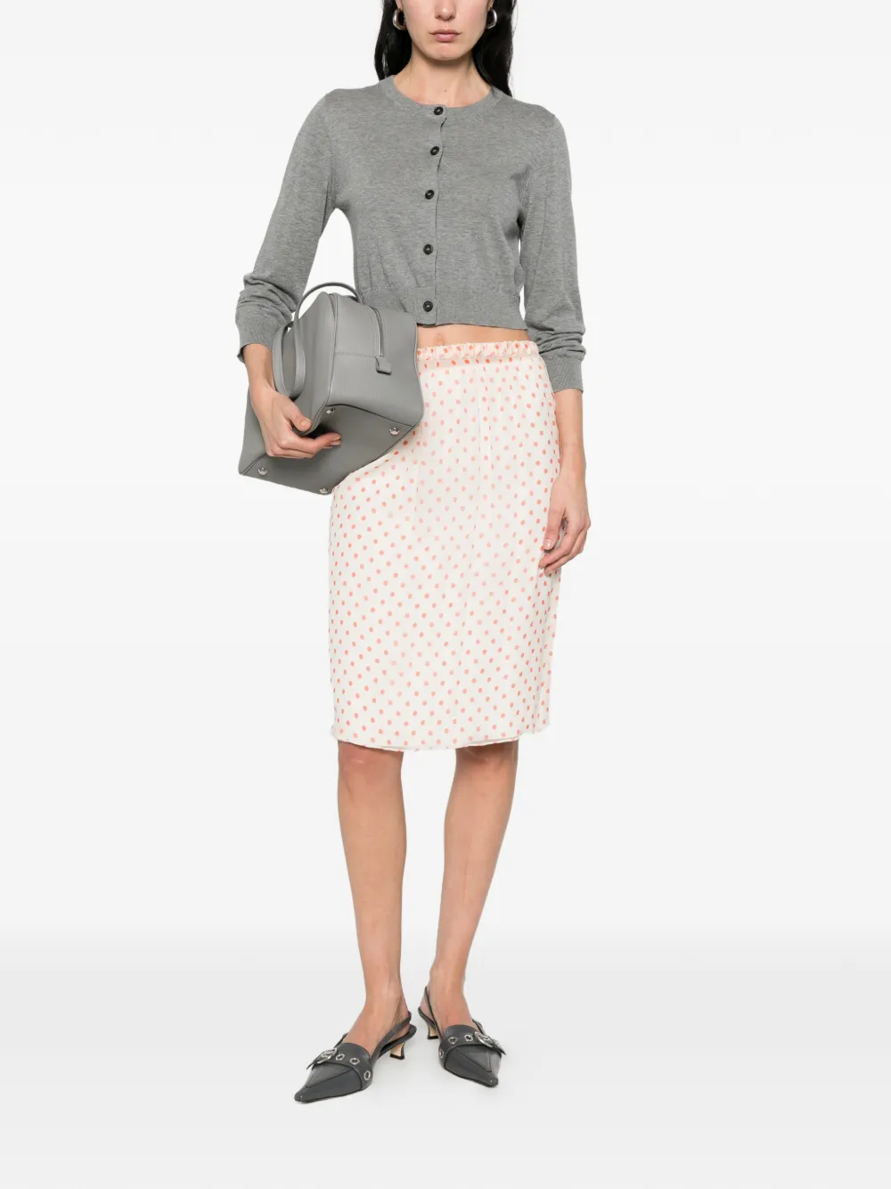  Nº21 Polka Dot Midi Skirt - Neutrals 