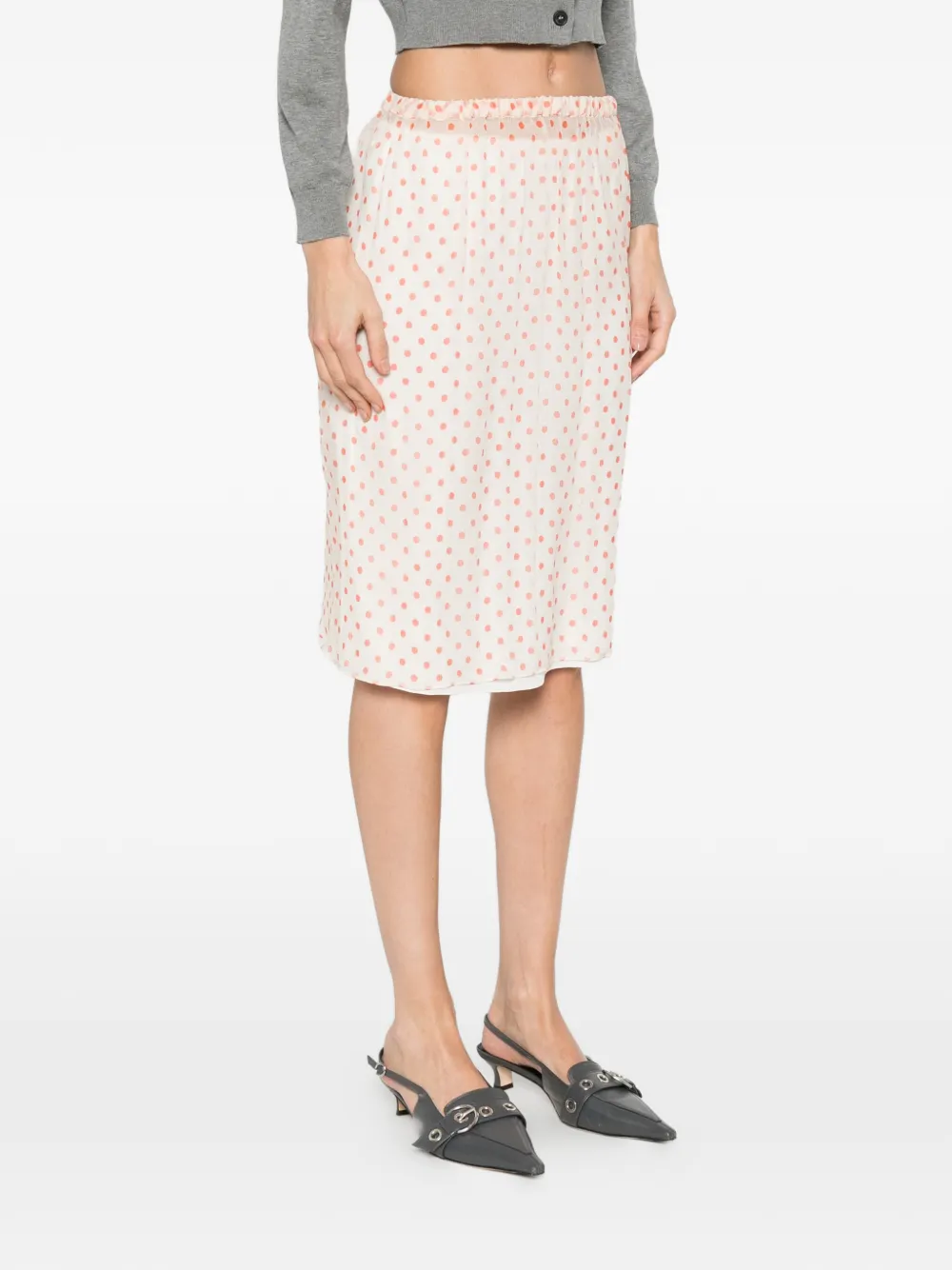  Nº21 Polka Dot Midi Skirt - Neutrals 