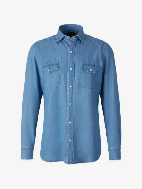Luigi Borrelli camisa con bolsillos y solapa