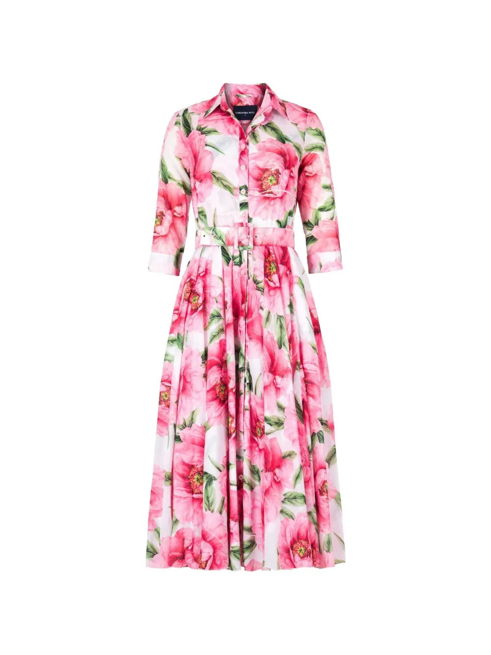Samantha Sung Aster floral-print belted dress - Rosa