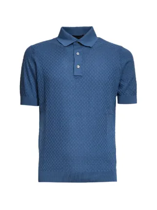 トップス FILIPPO DE LAURENTIIS Filippo De Laurentiis Button short-sleeve Polo Shirt | Blue | FARFETCH