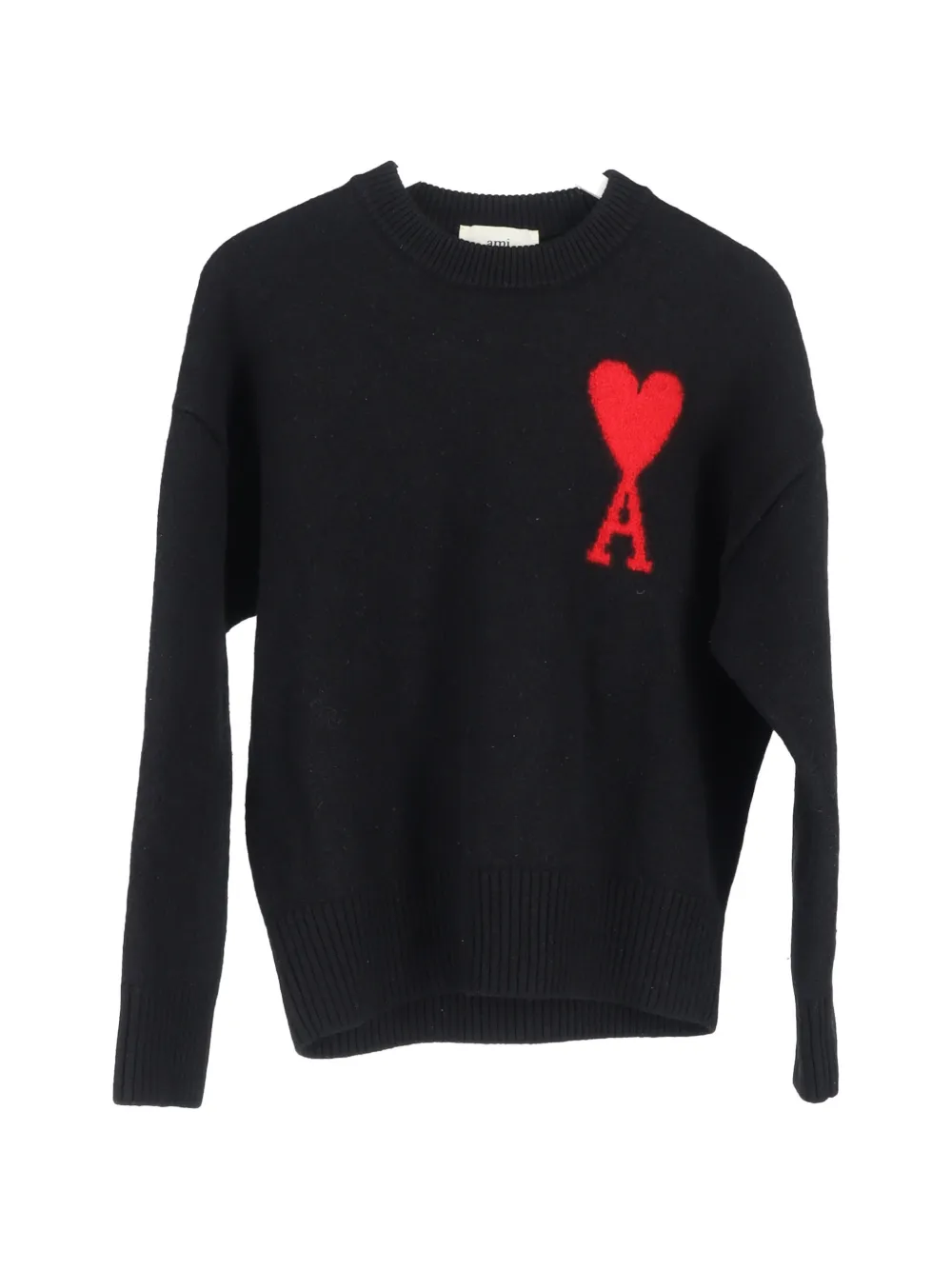 Pre-owned Ami Alexandre Mattiussi Crew-neck Logo-detail Sweater In Black