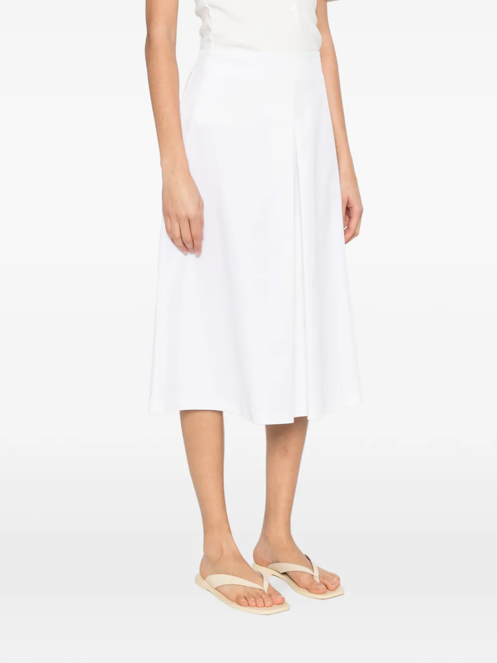  Alpha Studio Side-zip Midi A-line Skirt - White 