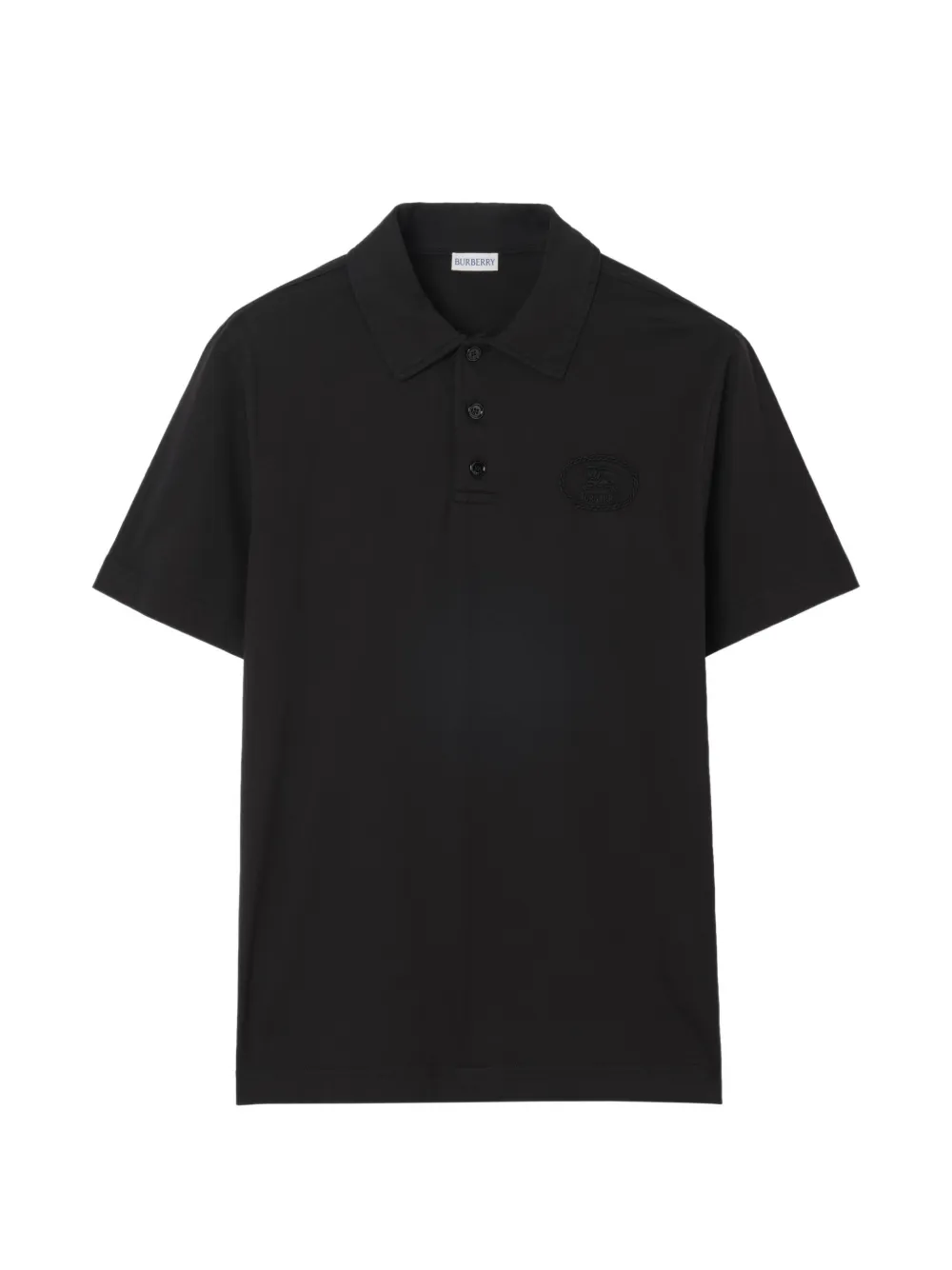 Burberry Polo in cotone con ricamo logo - Nero