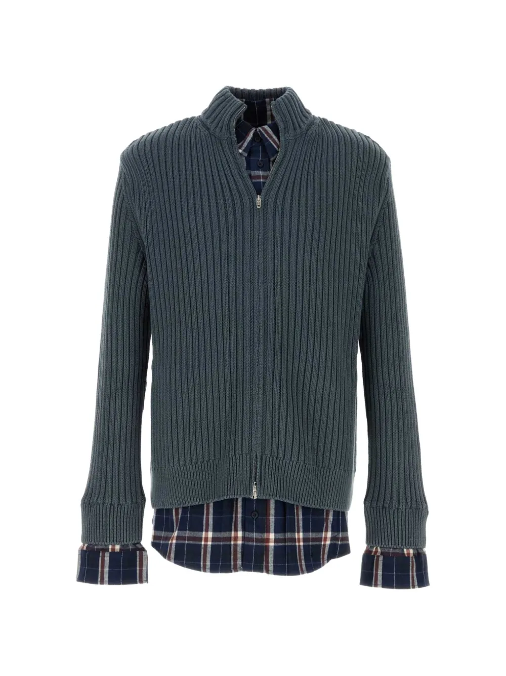 Balenciaga zip-fastening ribbed cardigan - Blue