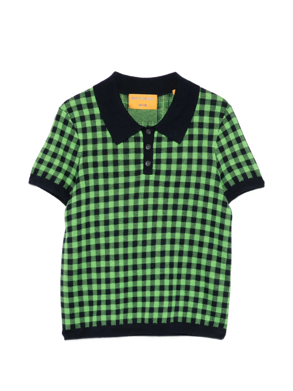 Guest In Residence Shrunken checked polo top - Verde