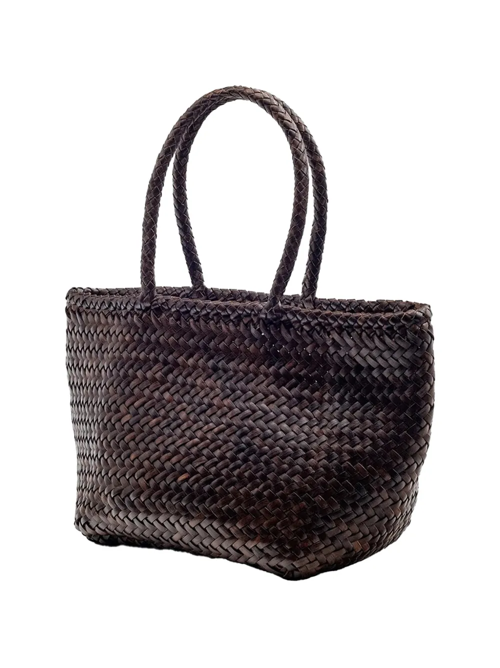 Dragon Diffusion Woven Handle Shoulder Bag In Brown