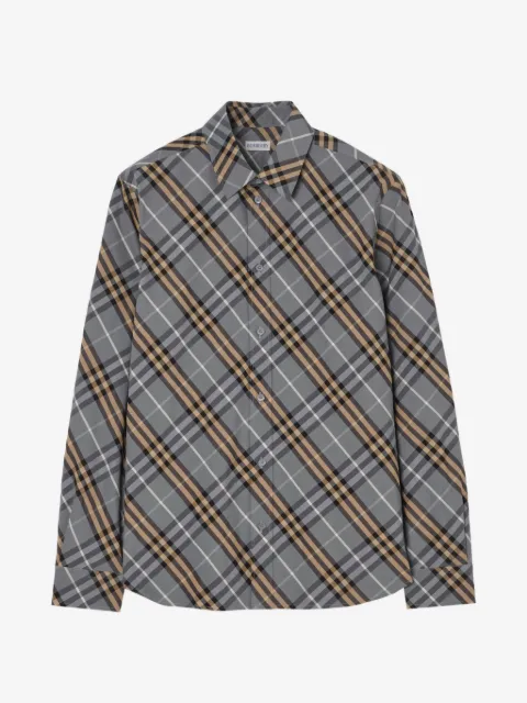 Burberry قميص قطن كاروهات بتصميم كلاسيكي