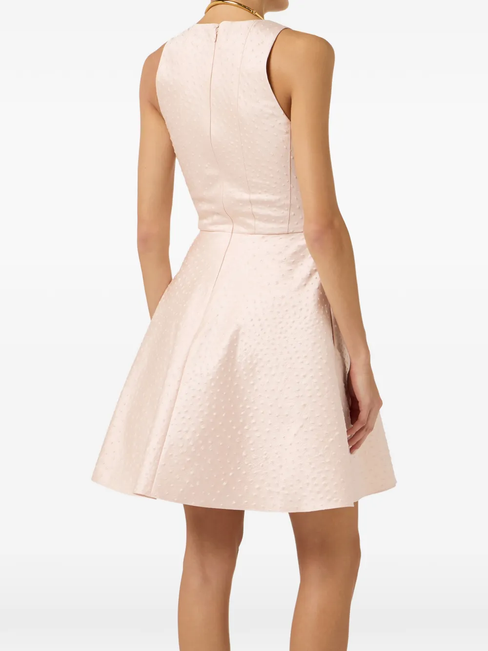 Zip-Neck V-Neck Mini Dress