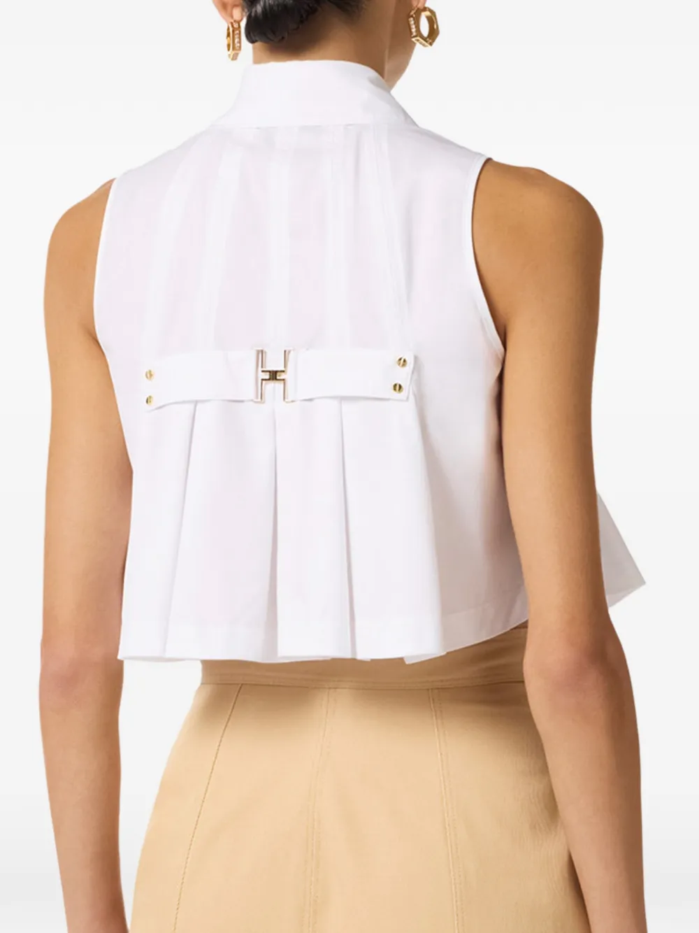 Elisabetta Franchi Geplooide blouse Wit